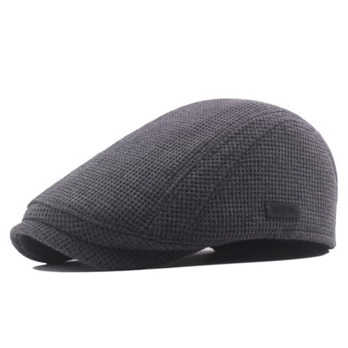 ZSLKDL Grey Winter Beret Men's Retro Forward Cap Thickened Warm Newsboy Cap