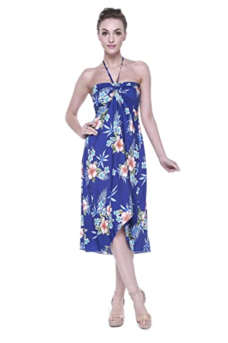 Image of Matchable Family Hawaiian Luau Men Women Girl Boy Clothes in Hibiscus Blue
