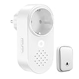 Funkklingel Batterielose, Gogotool Steckdosen-Türklingel IP55 Wasserdicht Türklingel mit EU Steckdose, LED Anzeige, 4 Lautstärkestufen, 38 Klingeltönen, 300m, Weiß