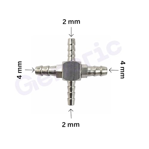 Image of Dental Chair Parts - Brass Nipple Size 2mm + 4mm Four Way Joint, Superior Quality, Compact Design, Long Service Life (Pack of 3)
