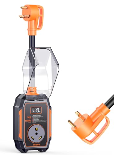 Image of GEARGO ๐๐๐๐ Smart RV Surge Protector 30 amp with 16,000J, Auto Shutoff & Reset, Real-time LED Digital Display, IP68 30 amp RV Surge Protector, Full Circuit Analyzer for Travel Trailers