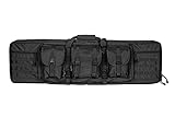 Lancer Tactical 42-inch 600 Denier Polyester Double Carbine Soft Case Front Accessory Pouches MOLLE Webbing 25-inch Secondary Compartment Quick Detach Buckles Inner Storage Backpack Straps - Black