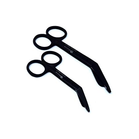 Set of 2 Heavy Duty Nurse Doctor Medical Lister Bandage Scissors Shears (A2ZSCILAB) (All Black 4.5" + 3.5") Cover
