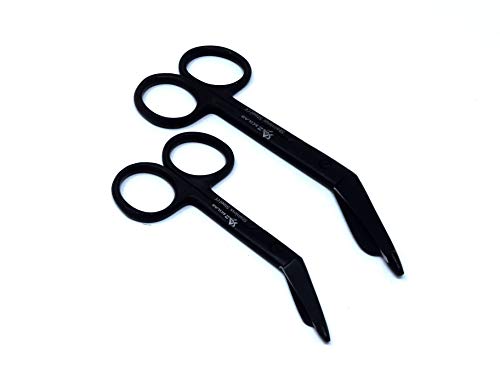 Set of 2 Heavy Duty Nurse Doctor Medical Lister Bandage Scissors Shears (A2ZSCILAB) (All Black 4.5