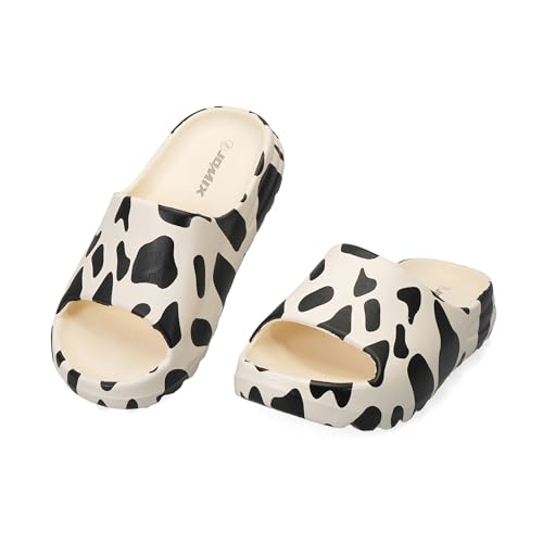 CLEIKS Zoccoli Pantofole Donna Comode Sandali Calzature Balneari Estate Scarpe Estive Regalo Festa Mamma Slipper EU 36-41 (Mucca, 38/39 EU, WES260030-0)