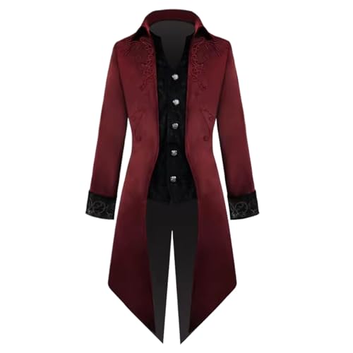 Veste gothique vintage homme queue-de-morue rouge vetement steampunk WOLONG S