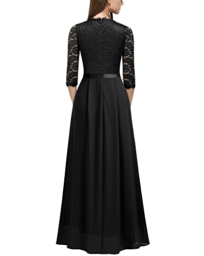 MISSMAY Women's Formal Floral Lace 2/3 Sleeves Long Evening Party Maxi Dress2