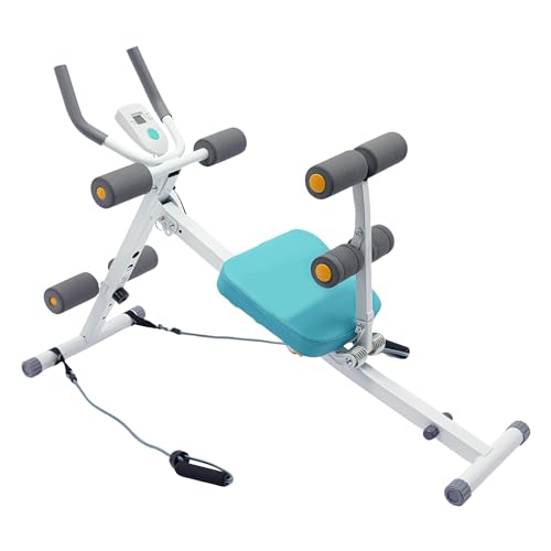 Entrenador abdominal 2 en 1, banco de abdominales ajustable, capacidad de carga de 120 kg, entrenador de cintura plegable con monitor LCD para principiantes