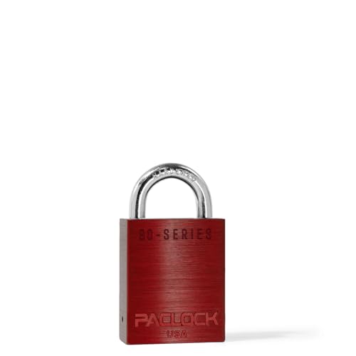 Image of PACLOCK's SR-90A Padlock, 3 /4 inch Tall Hardened Steel Shackle, High Security 6-Pin Cylinder, One Lock Keyed to a Number U-Pick! w / 2 Keys, Red