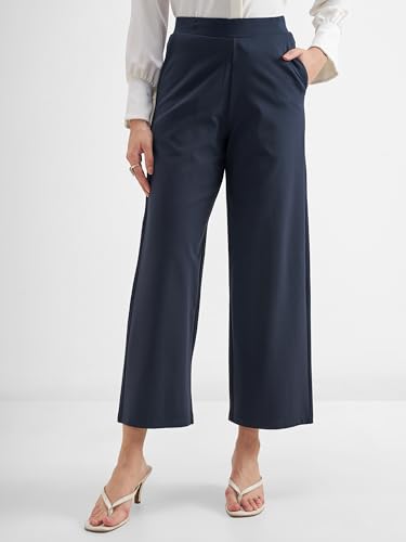 Image of Tokyo Talkies Wide Leg Relaxed fit Cullotes |Ultra Soft, Elasticated, High Waist, Wrinkle Free Trousers |All Day Wear