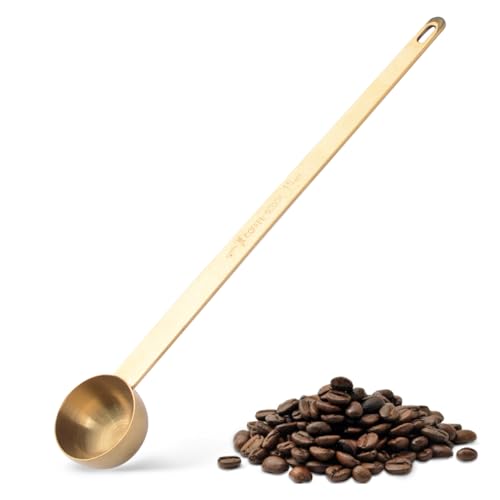 UFURMATE Cuchara de café de acero inoxidable con mango largo de 15 ml, cuchara medidora de grado alimenticio para harina de té, cereales, condimentos, 1 paquete para moler café molido, accesorios de