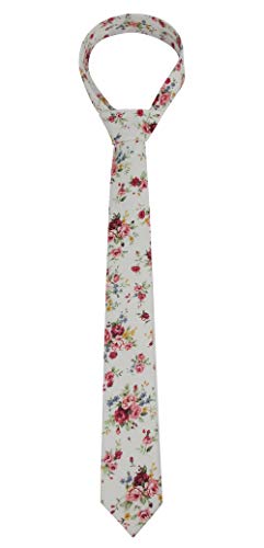 Image of Kebocis Mens Skinny Cotton Floral Tie for Men