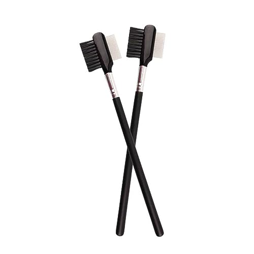 Baluue 2pcs Double-use Makeup Tool Wooden Eyebrow Lash Comb Sturdy Pins for Women