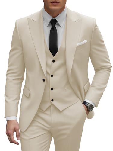 SUZHIMO Mens Suit 3 Piece Slim Fit Suits for Men Formal Business Suit Wedding Groom Prom