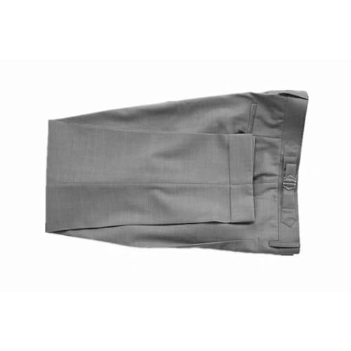 Mens Classic Casual Dress Pants Grey Wool Suit Pant Slim Fit Flat Front Slacks4