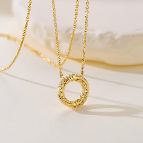 14K Gold Necklaces for Women Gold Pendant Necklaces for Women Knot Necklace Round Braided Pendant Blend of Style and Sophistication Dainty Circle Pendants for Womens Trendy2