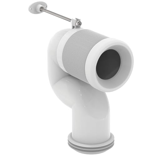Ideal Standard Raccord universel pour WC, coude à 90°, rallonge de tuyau de chasse d'eau pour sortie verticale, longueur ajustable – surface neutre