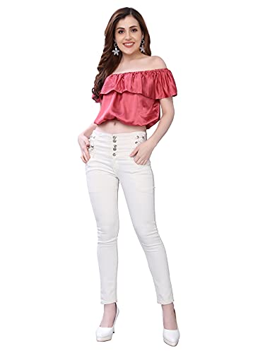 Image of Selvia Women's Dyed, Plain Satin Silk Party Regular Fit Top