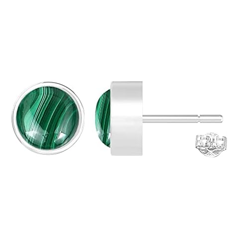 Malachite Earrings, Sterling Silver Studs, Green Earrings for Women Mom Wife Her Cover