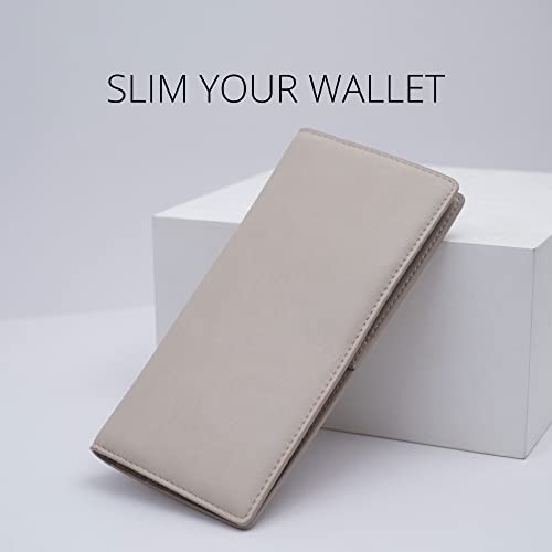Image of Alldaily Ultra Slim Thin Women Wallet RFID Blocking Credit Card Holder Bifold Long Ladies Billfold (Light Grey)