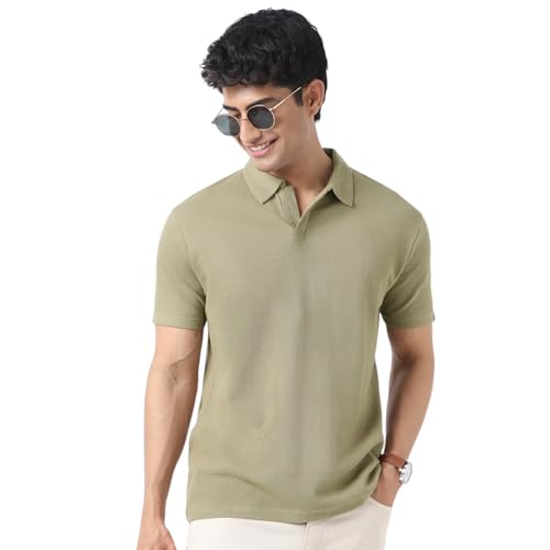 Image of Urbano Fashion Men's Textured Regular Fit Half Sleeve Cotton Polo T-Shirt