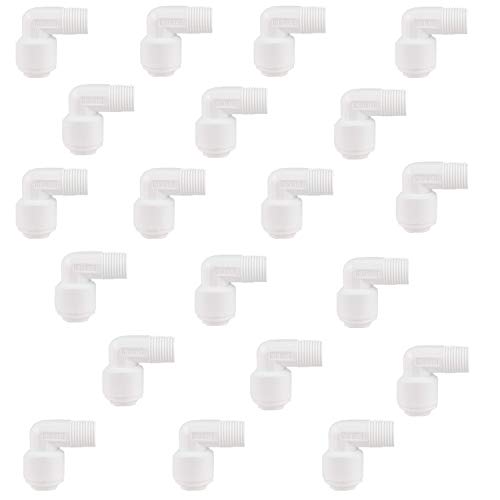 NU Aqua Reverse Osmosis Water Filtration Male Elbow OD1/4” x NPTF 1/8” Universal Elbow Replacement (20 Pack)