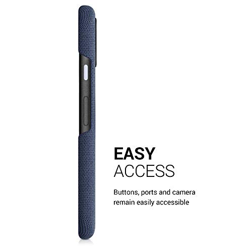 kwmobile Fabric Case Compatible with Google Pixel 5 - Case Hard Protective Phone Cover with Material Texture - Dark Blue