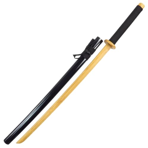 Amecke 全竹製 居合道 木刀 帯鞘 102cm 竹刀 居合 剣道 練習 実戦訓練 耐久性 二重構造竹刃 サムライソード トレーニング練習 スパーリングに特化した (C)