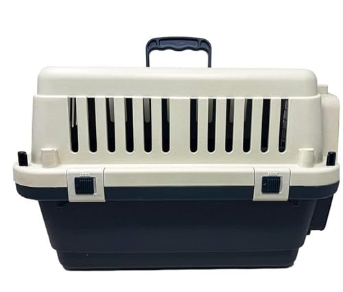 PETARCHI Design Studio for Pets - 24" Heavy Duty Dog Travel Carrier Flight Crate for Dogs IATA Compliant Airline Approved Dog Crate Pet Travel Kennel - White & Grey (24 Inches, L x 16" W x 16" H)