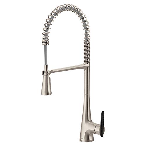 Moen S5235SRS Sinema One-Handle Pre-Rinse High Arc Spring Pulldown Kitchen Faucet, Spot Resist Stainless