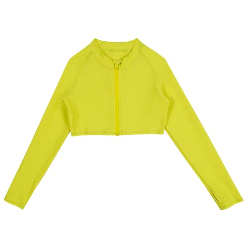 Image of SwimZip Girls' Long Sleeve Zipper Crop Top Rash Guard UPF 50+ Sun Protection