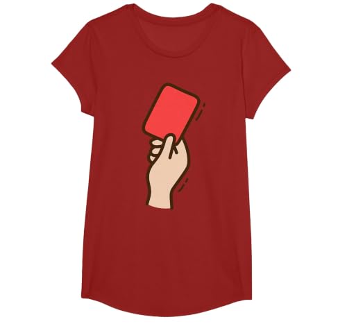 Funny Red Football Card T-Shirt, Girls, Cranberry Red, Large