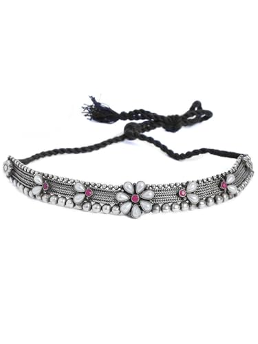 Image of Rubans Choker Necklace Oxidised Style Trendy Jewellery Gift for Women & Girls