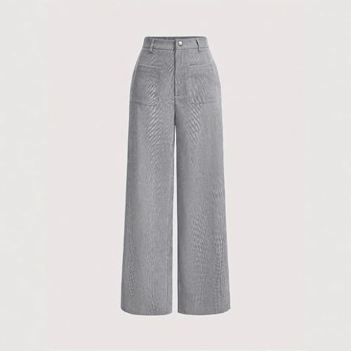 Womens Corduroy Pants Casual Fall High Waisted Wide Leg Pants Loose Stretchy Business Work Trousers with Pockets2