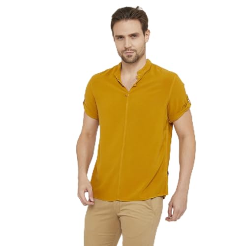 Image of Identiti Short Sleeves Solid Slim Fit 100% Viscose Casual Shirt /Kurta for Men