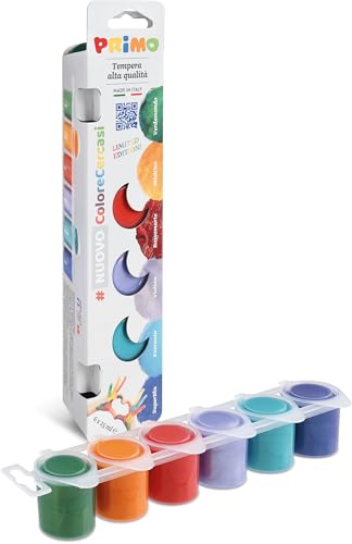 PRIMO - Temperas Escolares con Colores para Pintar para Niños + 3 Años, 6 Temperas para Niños para Pintura Lavable en Envase Especial 25 ml, Gouache para Pintura Textil, Papel y Manualidades Niña Niño