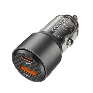 COSTAR 95W Car Charger Fast Charging with Dual Ports, 2 in 1 USB & Type C Fast Charge QC 3.0, Compatible with Laptop, Mobile, Tablets and Other USB Devices, Qualcomm Certified Car Charger (Black)