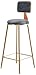 WONKIIN Nordic Hierro Forjado Taburetes, Oro Mental Silla Taburete Sillas de Comedor heces mostrador con Respaldo ergonómico Franela para la Cocina Bar Cafe Pub, Asiento Gris (65cm)