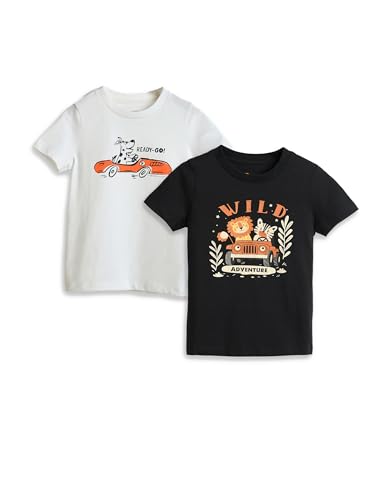 Image of Amazon Brand - Symbol Boys 100% Cotton Graphic Printed Half Sleeves T-Shirt | Age 2-6 Years