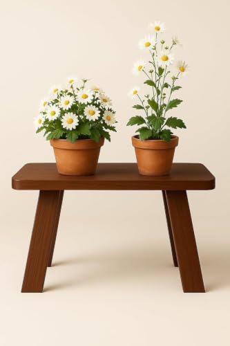 Image of SBF Furniture Mini Flower Side Table, 30 cm, Matte Finish, Modern Minimalist Design, 3 Angled Legs (4P Brown Stool)