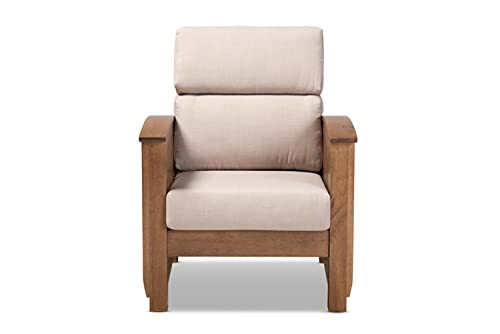 Sillón moderno tapizado en tela taupe miniatura 4