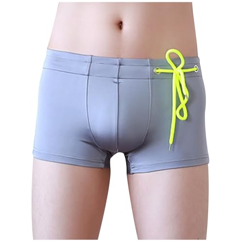 Swim Shorts for Men Comfy Low Rise Sexy Surfing Boxer Brief Swimwear Swimming Trunks Side Drawstring Shorts Beach