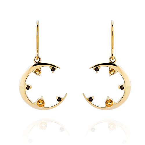 Orecchini a pendolo e goccia Donna oro 925 argento quarzo rotonda -