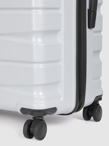 Image of Teakwood Unisex Trolley Bag for Travel, Hard Cabin Trolley Suitcase Bag, Numver Lock System 360 Degree 8 Rotating Wheels | Set of 3 (55, 65, 76 CM, Metallic Silver)