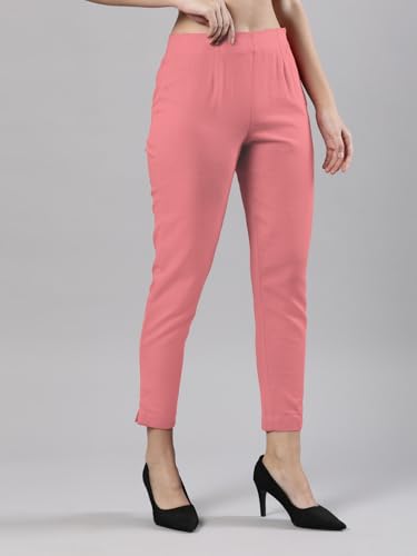 Image of Femmora Comfortable Fit Solid Straight Pant, Breathable Cotton Fabric with Side Zip Button Closure, for Women, Pack of 1
