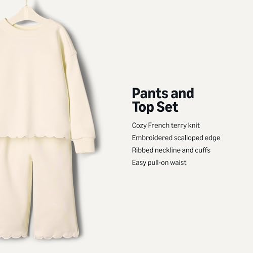 Image of Amazon Essentials x Sofia Grainge Toddlers and Baby Girls' French Terry Sweatshirt Pant and Top Set