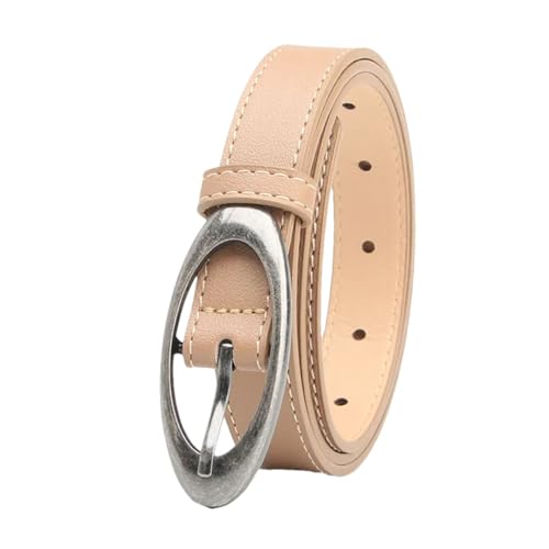 Women’S Casual PU Leather Belt With Oval Alloy Buckle 2Cm Wide Simple Jeans Trousers Accessory Waistband