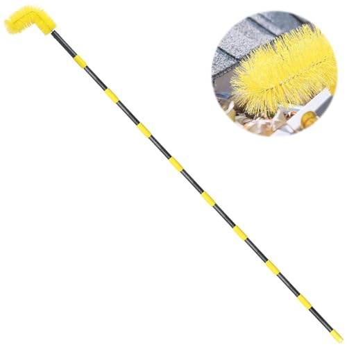 Gutter Cleaning Brush 8 Ft, Roofing Gutter Guard Cleaner Tool with Adjustable Pole, Gutter Cleaning Tools from The Ground for Easy Removing Leaves and Debris