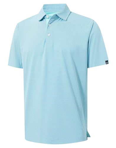 Image of M MAELREG Mens Polo Shirt Short Sleeve Dry Fit Performance Moisture Wicking Solid Collared Golf Polo Shirts for Men Aqua