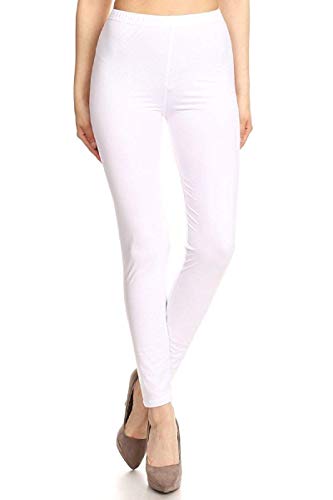 Image of Leggings Depot Women's High Waist Leggings Soft 1 inch Waistband Solid Pants - Regular, Plus, 1X3X, 3X5X